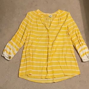 Crown & Ivy Yellow and White Striped Blouse